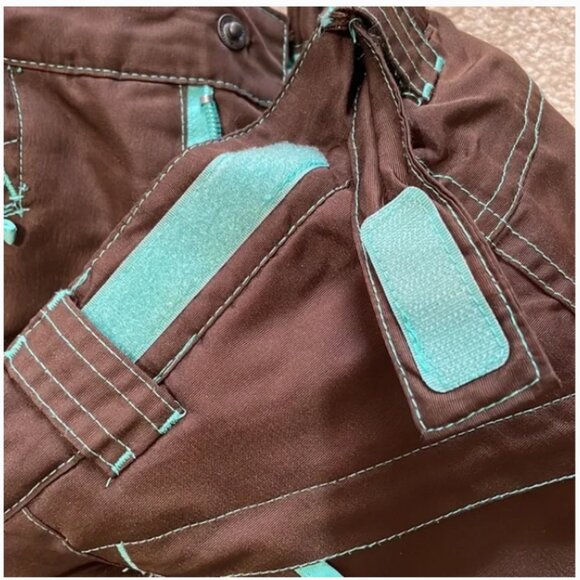 Cherokee snow ski pants adjustable waist brown with teal Size Large 10/12 - Picture 4 of 9
